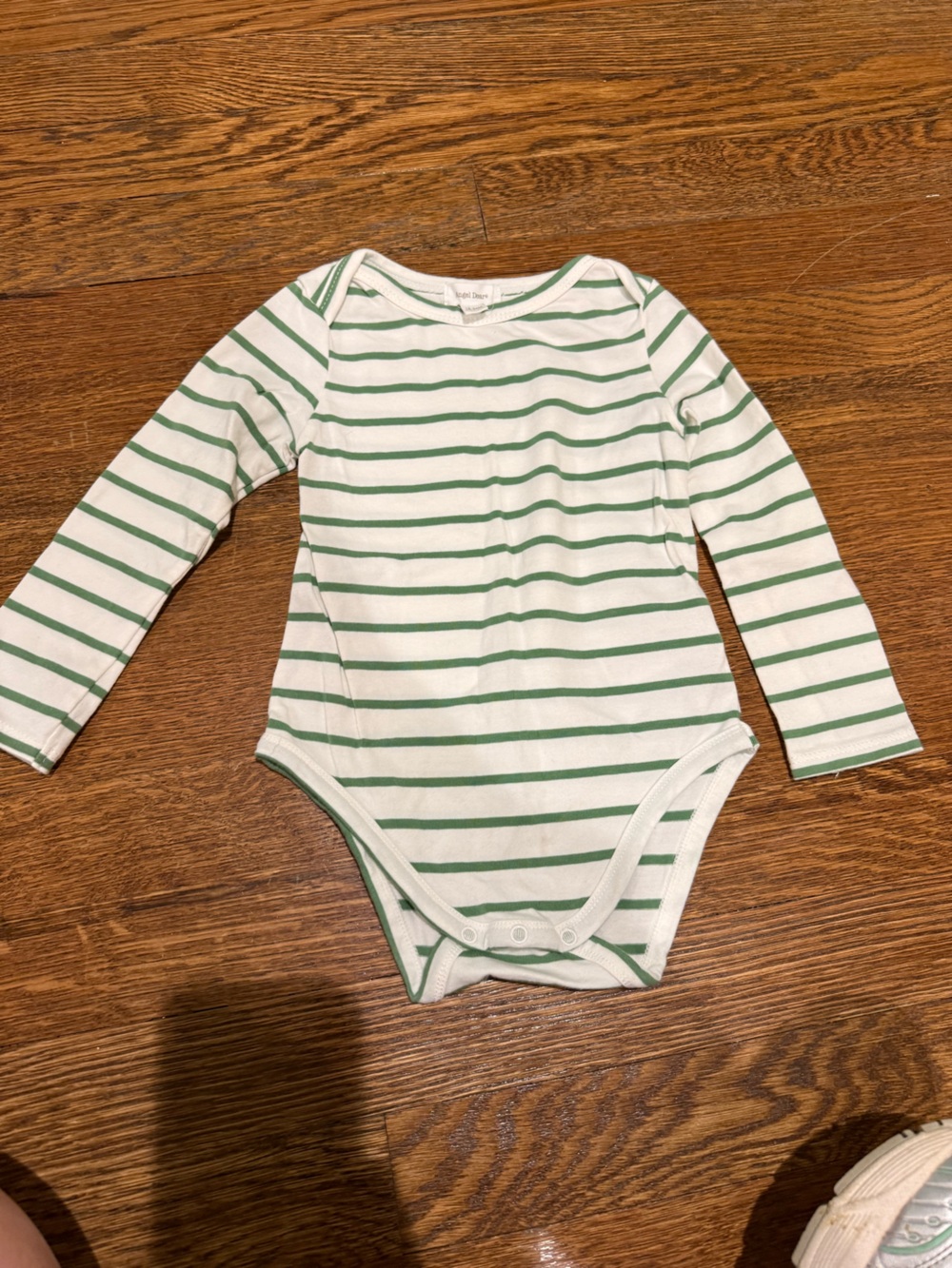 Angel Dear White One-Piece with Green Stripes
